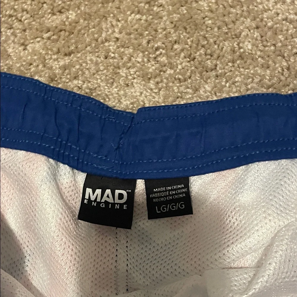 MAD Engine Red, White and Blue USA Stars and Stripes Swim Shorts Size Large NWT